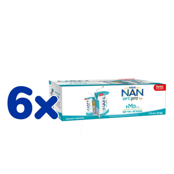 Combo 6 Thùng sữa dinh dưỡng pha sẵn Nestlé NAN OPTIPRO Kid 115ml (lốc 6 hộp)