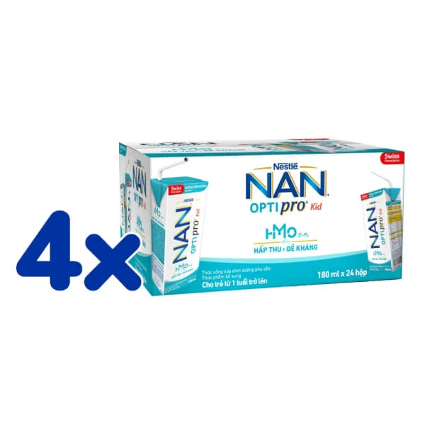 Combo 4 thùng Sữa dinh dưỡng pha sẵn Nestlé NAN OPTIPRO Kid 180ml (Lốc 4 hộp)