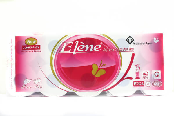 Giấy vệ sinh 3 lớp Elène hồng bịch 10 cuộn