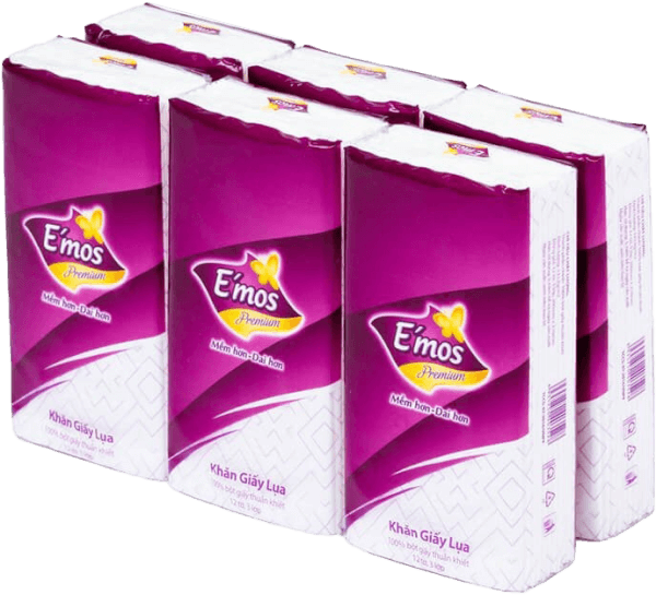 Khăn giấy bỏ túi 3 lớp E'mos Premium lốc 6 gói