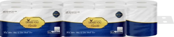 Giấy vệ sinh 3 lớp Bless You Famille - lốc 10 cuộn