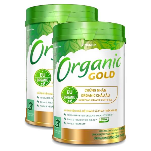 Combo 2 lon Sữa Vinamilk Organic Gold 3 850g (Từ 12 tháng)