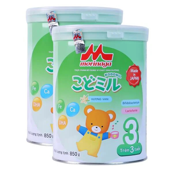 Combo 2 lon Sữa Morinaga số 3 850g hương vani (Kodomil, trên 3 tuổi)