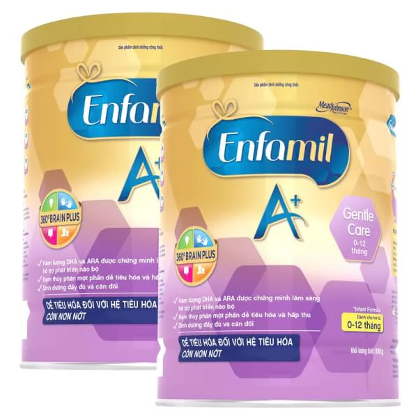 Combo 2 lon Sữa Enfamil A+ Gentle Care Infant Formula 800g (0-12 tháng)
