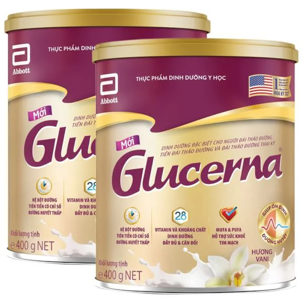 Combo 2 lon Thực phẩm dinh dưỡng y học Glucerna 400g hương vani