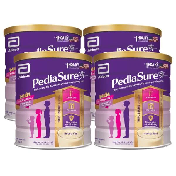 Combo 4 Thực phẩm dinh dưỡng y học cho trẻ 1-10 tuổi: Pediasure vani 1.6kg