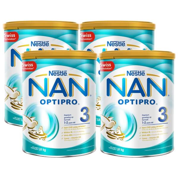 Combo 4 lon Sữa Nan Optipro 3 1.8kg (1-2 tuổi)