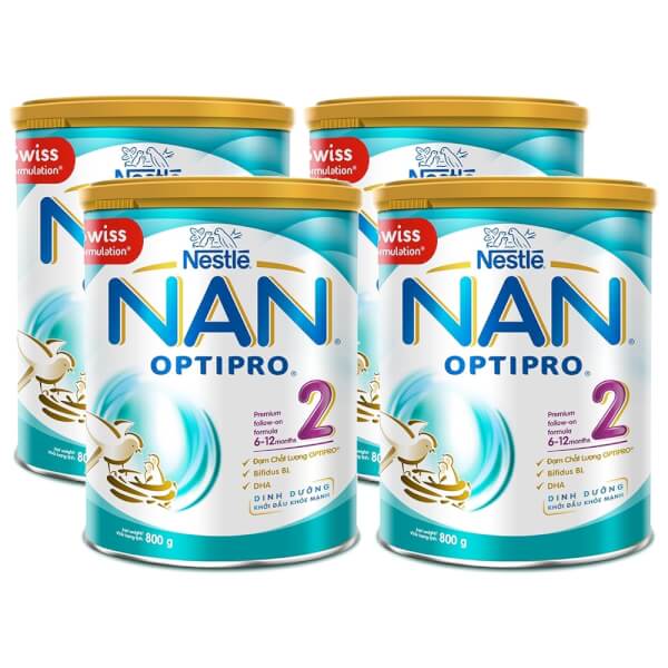 Combo 4 lon Sữa Nan Optipro 2 800g (6-12 tháng)