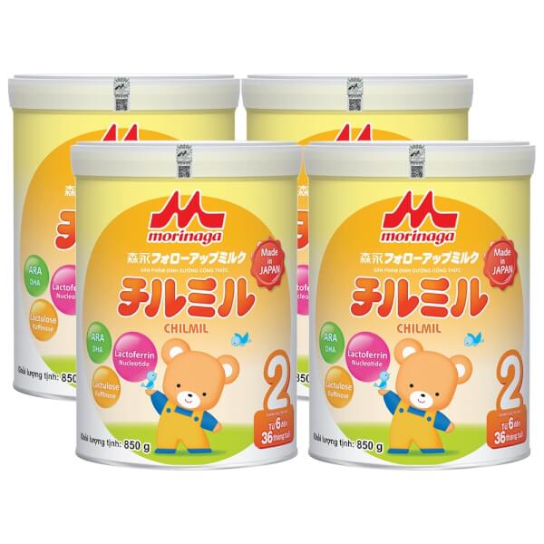 Combo 4 lon Sữa Morinaga số 2 850g (Chilmil, 6-36 tháng)