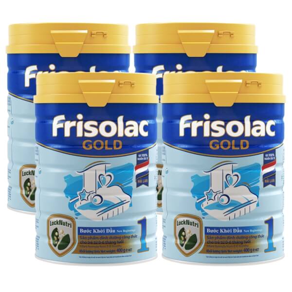 Combo 4 lon Sữa Frisolac Gold số 1 400g (0-6 tháng)