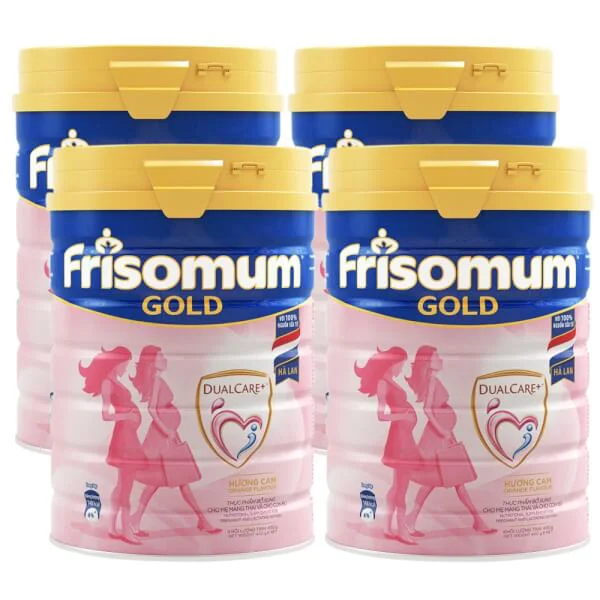 Combo 4 lon Sữa bầu Friso Mum Gold 400g hương cam