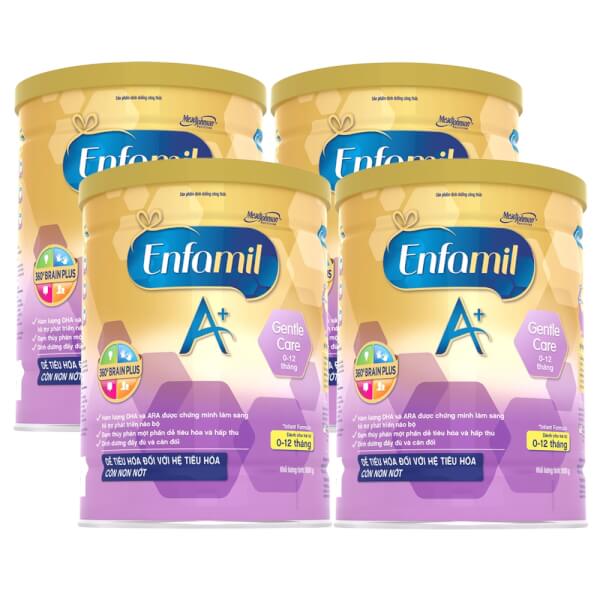 Combo 4 lon Sữa Enfamil A+ Gentle Care Infant Formula 800g (0-12 tháng)