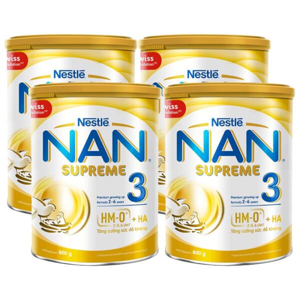 Combo 4 lon Sữa Nan Supreme 3 (2HMO) 800g (2-6 tuổi)