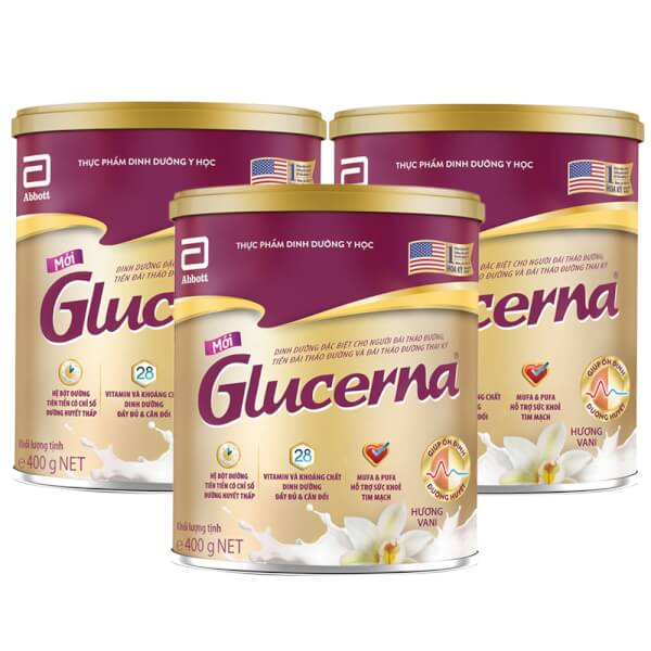 Combo 3 lon Thực phẩm dinh dưỡng y học Glucerna 400g hương vani