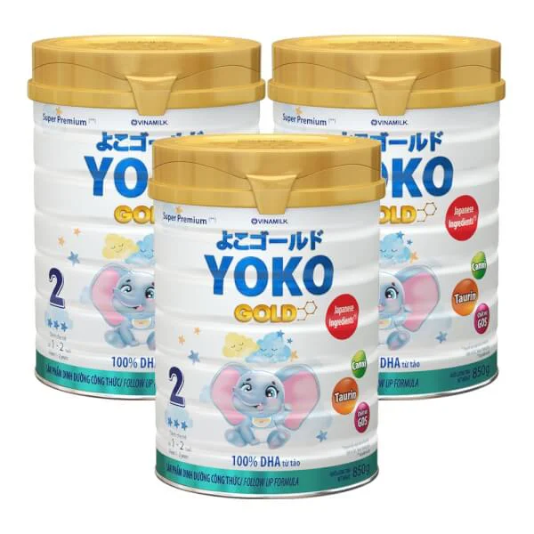 Combo 3 lon Sữa Vinamilk Yoko Gold 2 850g (1-2 tuổi)