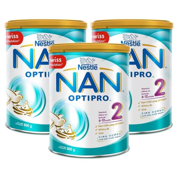 Combo 3 lon Sữa Nan Optipro 2 800g (6-12 tháng)