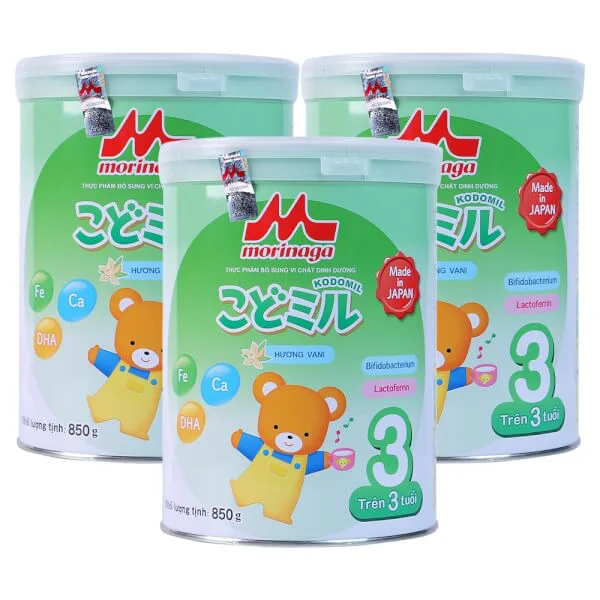 Combo 3 lon Sữa Morinaga số 3 850g hương vani (Kodomil, trên 3 tuổi)