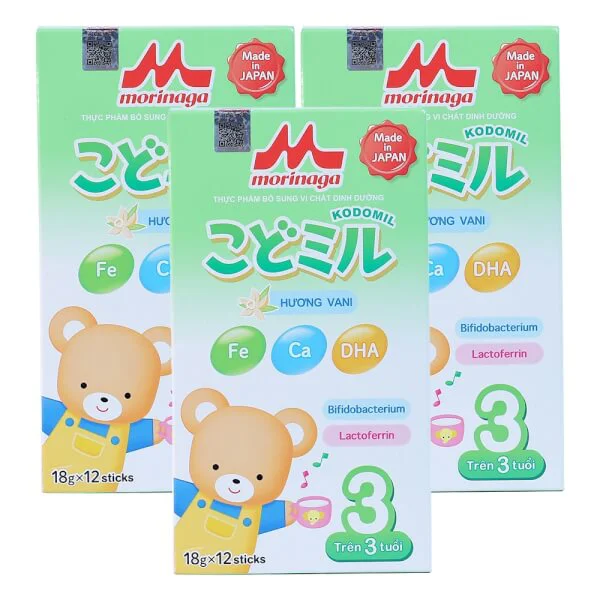 Combo 3 hộp Sữa Morinaga số 3 216g hương vani (Kodomil, trên 3 tuổi)