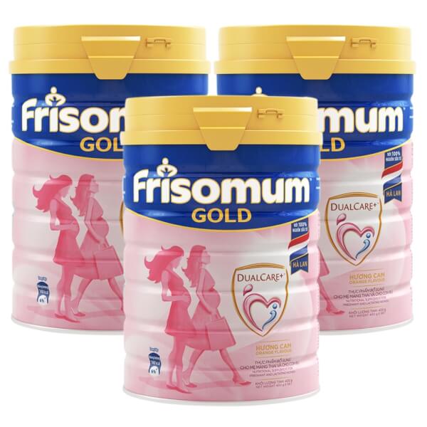 Combo 3 lon Sữa bầu Friso Mum Gold 400g hương cam