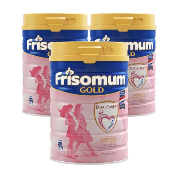 Combo 3 lon Sữa bầu Friso Mum Gold 900g hương cam