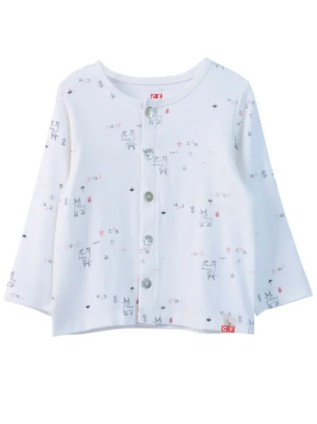 Bộ sơ sinh dài Modal CF I0820004 (3M/6M/9M,Trắng họa tiết)