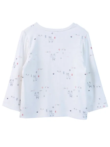 Bộ sơ sinh dài Modal CF I0820004 (3M/6M/9M,Trắng họa tiết)