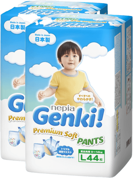 Combo 2 gói Bỉm tã quần Genki size L 44 miếng (9-14kg)