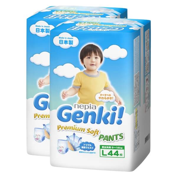 Combo 2 gói Bỉm tã quần Genki size L 44 miếng (9-14kg)