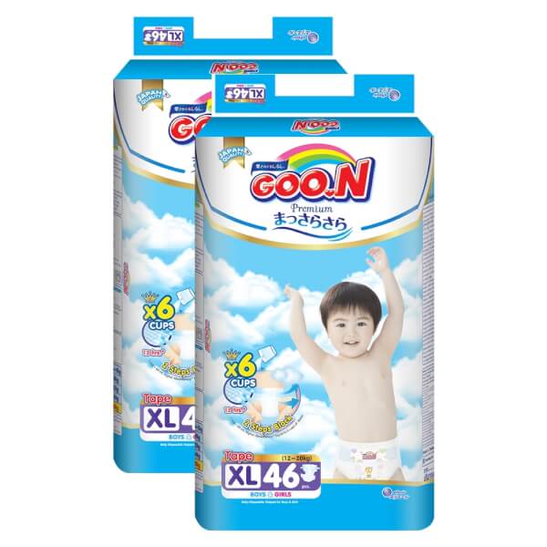 Combo 2 gói Bỉm tã dán Goon Premium size XL 46 miếng (12-20kg)