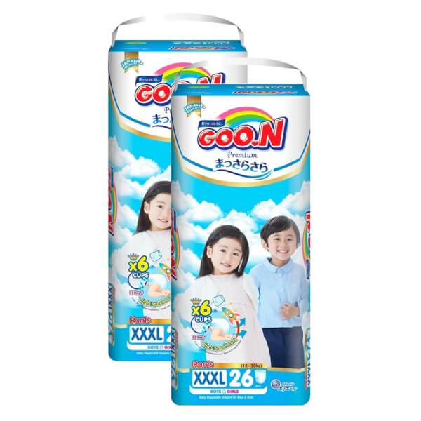 Combo 2 gói Bỉm tã quần Goon Premium size XXXL 26 miếng (18-30kg)