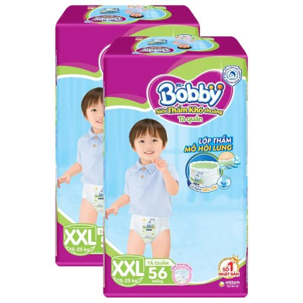 Combo 2 gói Bỉm tã quần Bobby size XXL 56 miếng (trên 16kg)