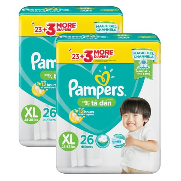 Combo 2 gói Tã dán Pampers Nhập khẩu XL 26 miếng