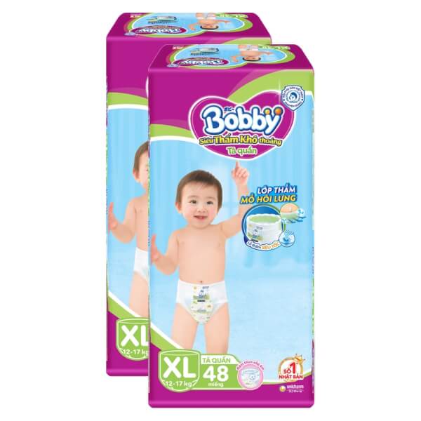 Combo 2 gói Bỉm tã quần Bobby size XL 46 miếng (12-17kg)