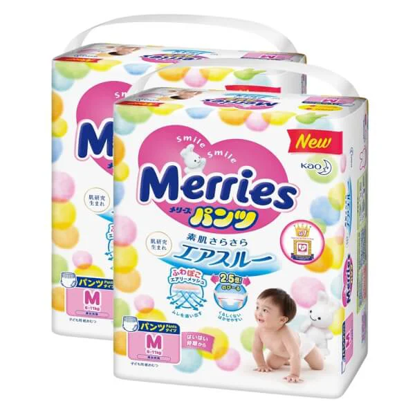 Combo 2 gói Bỉm tã quần Merries size M 58 miếng (6-11kg)