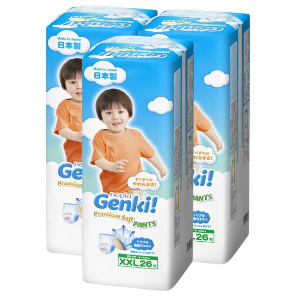 Combo 3 gói Bỉm tã quần Genki size XXL 26 miếng (13-25kg)