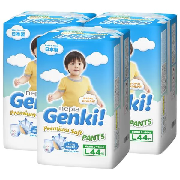 Combo 3 gói Bỉm tã quần Genki size L 44 miếng (9-14kg)