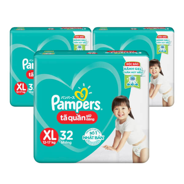 Combo 3 gói Bỉm tã quần Nhật Pampers tiết kiệm size XL 32 miếng (12-17kg)