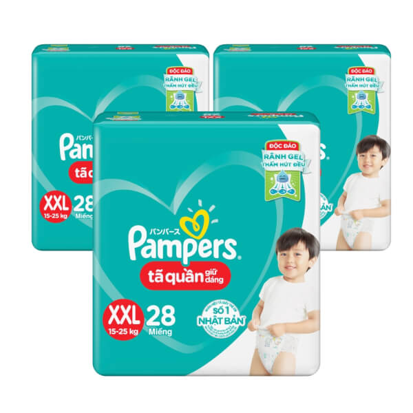 Combo 3 gói Bỉm tã quần Nhật Pampers tiết kiệm size XXL 28 miếng (15-25kg)