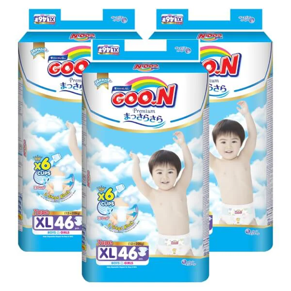 Combo 3 gói Bỉm tã dán Goon Premium size XL 46 miếng (12-20kg)
