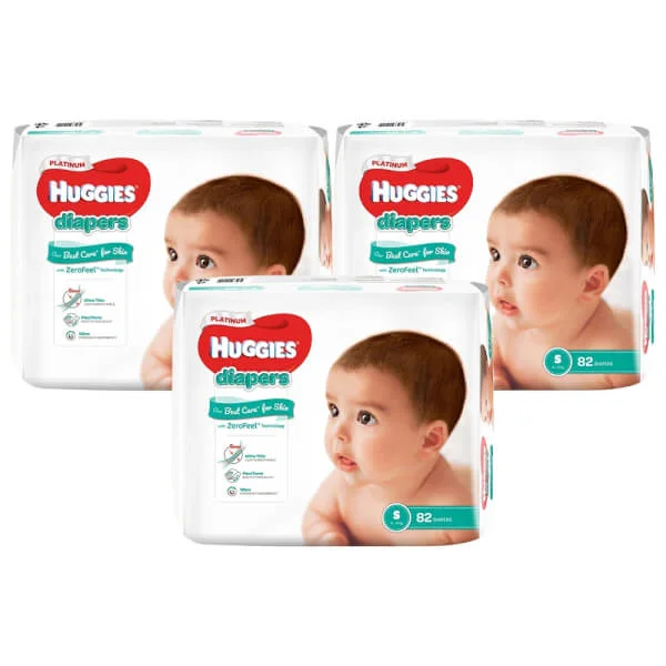 Combo 3 gói Bỉm tã dán Huggies Platinum size S 82 miếng (4-8kg)