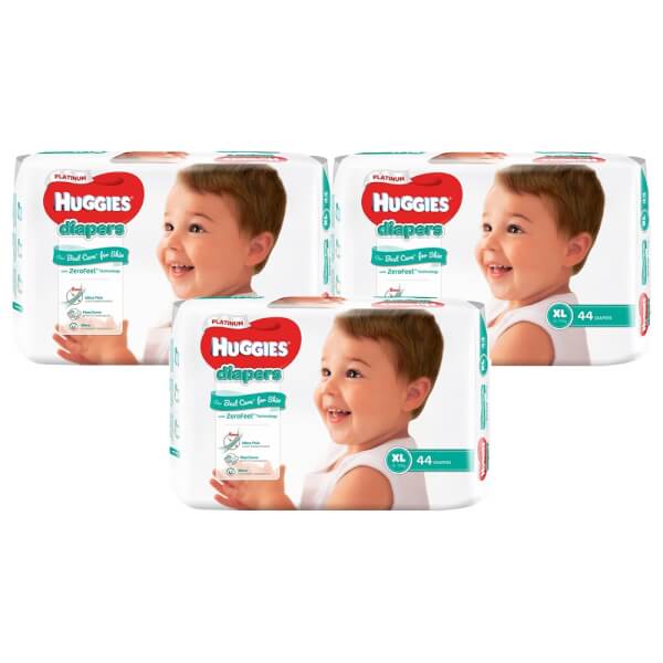 Combo 3 gói Bỉm tã dán Huggies Platinum size XL 44 miếng (12-17kg)