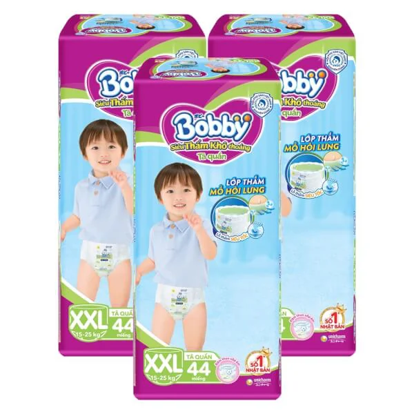 Combo 3 gói Bỉm tã quần Bobby size XXL 42 miếng (trên 16kg) (sản phẩm được giao với bao bì ngẫu nhiên)
