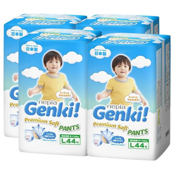 Combo 4 gói Bỉm tã quần Genki size L 44 miếng (9-14kg)