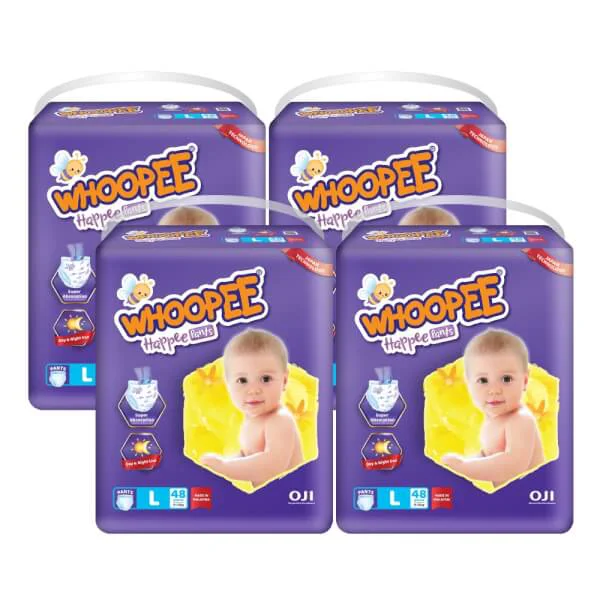 Combo 4 gói Bỉm tã quần Whoopee size L 48 miếng (8-13kg)