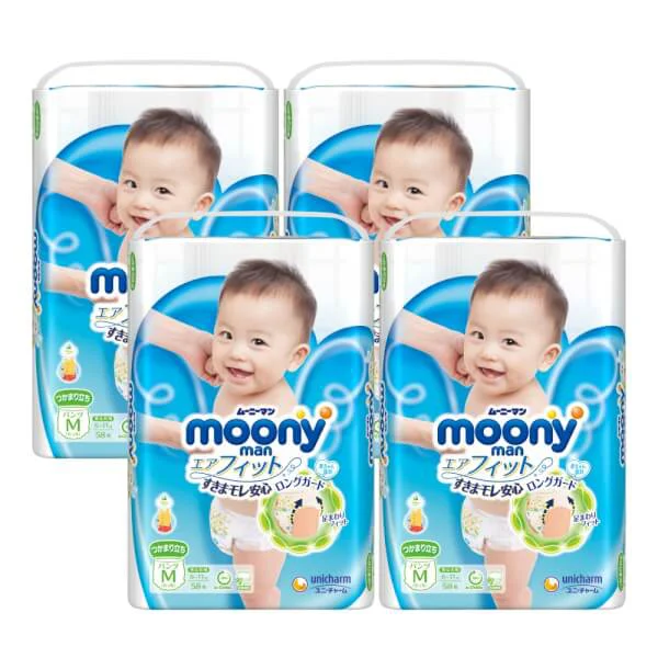 Combo 4 gói Bỉm tã quần Moony size M 58 miếng (6-11kg)