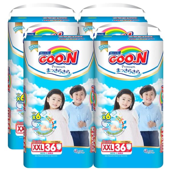 Combo 4 gói Bỉm tã quần Goon Premium size XXL 36 miếng (15-25kg)