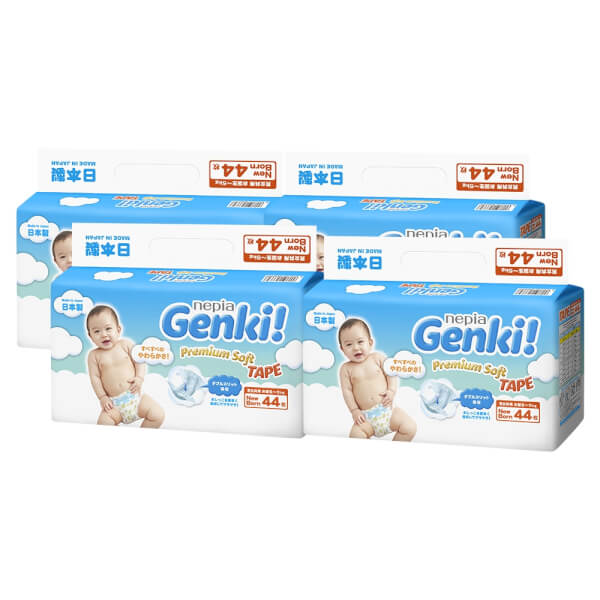 Combo 4 gói Bỉm tã dán Genki size Newborn 44 miếng (dưới 5kg)