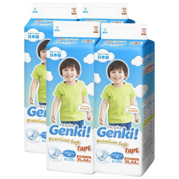 Combo 4 gói Bỉm tã dán Genki size XL 44 miếng (12-17kg)