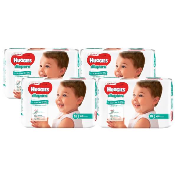 Combo 4 gói Bỉm tã dán Huggies Platinum size XL 44 miếng (12-17kg)