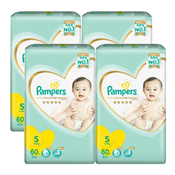 Combo 4 gói Bỉm tã dán cao cấp Pampers Nhật new size S 60 miếng (4-8kg)